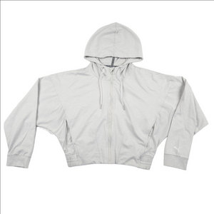 Puma Lightweight Full Zip Hooded Jacket Size Small Light Gray